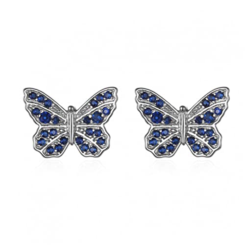 Bolzenohrringe Schmetterling blaue Zirkonohrringe für Frauen Temperament Fein Schmuck von GSZCCZS