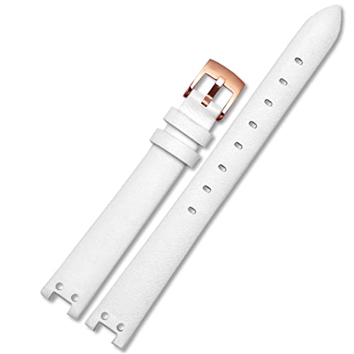 Echter Leder Uhrengurt für Anne Klein Watchband Notch Ak Girl Einfacher eleganter Gürtel kleines Zifferblatt Retro Uhren Band 12mm Weiß von GSZCCZS
