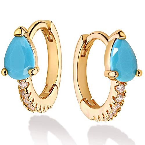 Frauen Huggie Hoop Ohrringe 18k Plattiertes Ohrstolf Diamant rotgrüne türkis Inlay Halbschläfer Tiny Boho Beach Einfacher Mini niedliche zarte, handgefertigte hypoallergene Schmuckgeschenk Frauen Huggie Hoop Ohrringe 18k Plattiertes Ohrstolf Diamant rotgrüne türkis Inlay Halbschläfer Tiny Boho Beach Einfacher Mini niedliche zarte, handgefertigte hypoallergene Schmuckgeschenk von GSZCCZS