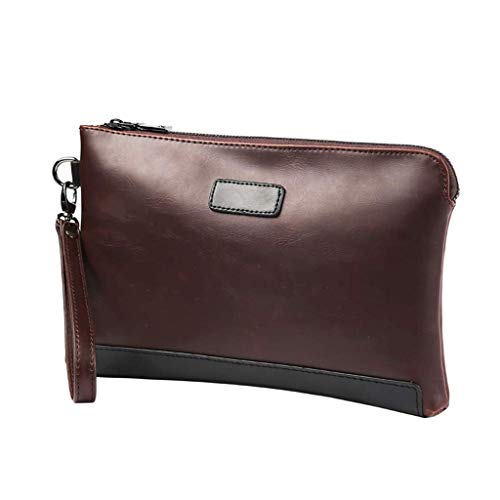 GSZCCZS Braune Kupplung ， Herren echte Leder -Clutch -Bag Handtaschen -Checkbook Wallet Card Hülle mit Armband von GSZCCZS
