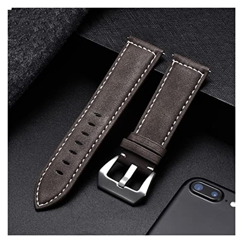 GSZCCZS Braune Ledergurt Männer Damen Ersatzgurt Uhr Armband Festschnalle Handgelenksgurt (schwarz, 24 mm) von GSZCCZS