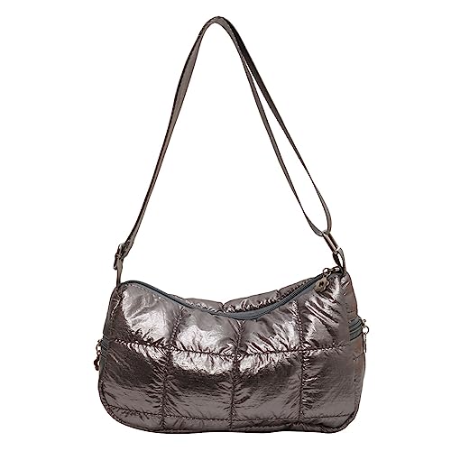GSZCCZS Frauen Umhängetaschen Schachbrett gesteppte Unterarmtasche Mode lässig Elegante Nyloninnen weibliche Handtaschen von GSZCCZS
