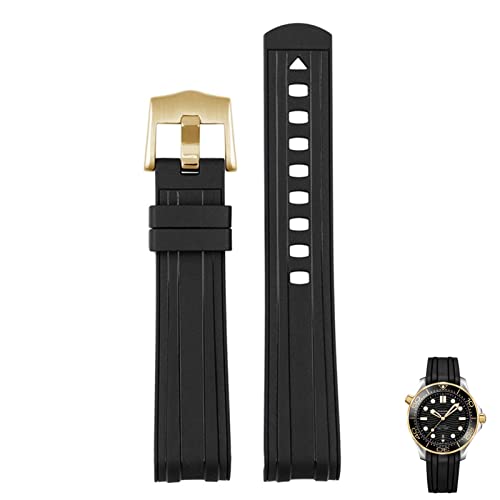 GSZCCZS Für Omega Seamaster 300 Universe 007 gebogenes Ende Fluoring Gummi Silikon Uhrenband 20mm 22mm Uhr Weichgurt Männer Ersatz von GSZCCZS