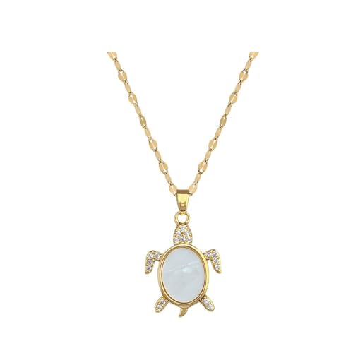 GSZCCZS Goldene Anhänger Halskette 18K Gold plattiert zierlich goldene Halskette Meeresschildkrötenschmuckgeschenk für sie von GSZCCZS