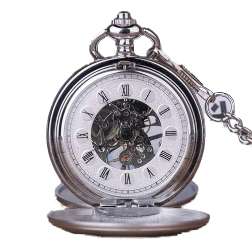 GSZCCZS Luxus Gold glatt doppelt offene mechanische Taschenuhr Handwind Uhren Männer Frauen Geschenkbox von GSZCCZS