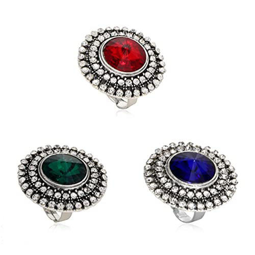 GSZCCZS Offene einstellbare Volldiamant-Persönlichkeit runder Ring glänzender Emerald Ring 3-teiliger Set für Frauen GSZCCZS Offene einstellbare Volldiamant-Persönlichkeit runder Ring glänzender Emerald Ring 3-teiliger Set für Frauen von GSZCCZS