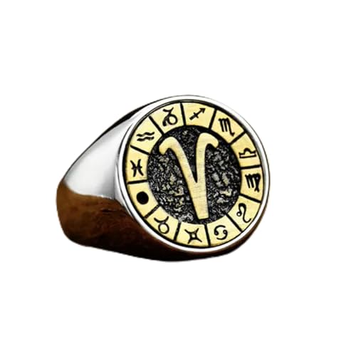 GSZCCZS Retro-Anzeichen des Zodiac Constellation Ring Ring Edelstahl Männer Frauen Geschenkringkrebs-8 von GSZCCZS