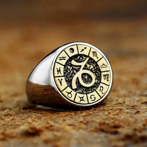 GSZCCZS Retro-Anzeichen des Zodiac Constellation Ring Ring Edelstahl Männer Frauen Geschenkringkrebs-8 von GSZCCZS