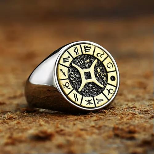 GSZCCZS Retro-Anzeichen des Zodiac Constellation Ring Ring Edelstahl Männer Frauen Geschenkringkrebs-8 von GSZCCZS