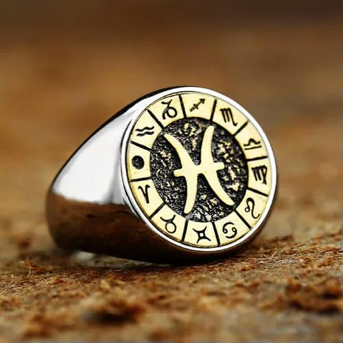 GSZCCZS Retro-Anzeichen des Zodiac Constellation Ring Ring Edelstahl Männer Frauen Geschenkringkrebs-8 von GSZCCZS