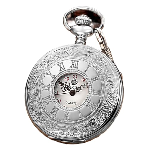 GSZCCZS Retro Handwind Mechanische Taschenuhr -Kette Larkette Dial Hollow Steampunk Skelett Männer Frauen Herren Uhr Uhren Box von GSZCCZS