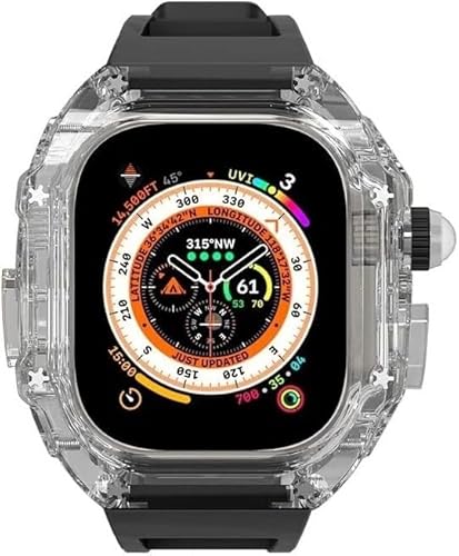 GSZCCZS Transparent Watch Case Gummiband -Mod -Mod -Kit ， für Serie 9 8 7 6 5 4 Se 45 mm 44 mm 49 mm Ersatz ， Löschen Beobach -Watch -Koffer -Gurte Clasp -Zubehör von GSZCCZS