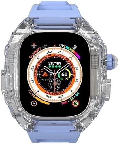 GSZCCZS Transparent Watch Case Gummiband -Mod -Mod -Kit ， für Serie 9 8 7 6 5 4 Se 45 mm 44 mm 49 mm Ersatz ， Löschen Beobach -Watch -Koffer -Gurte Clasp -Zubehör von GSZCCZS