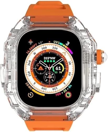 GSZCCZS Transparent Watch Case Gummiband -Mod -Mod -Kit ， für Serie 9 8 7 6 5 4 Se 45 mm 44 mm 49 mm Ersatz ， Löschen Beobach -Watch -Koffer -Gurte Clasp -Zubehör von GSZCCZS