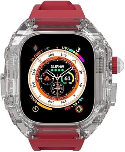 GSZCCZS Transparent Watch Case Gummiband -Mod -Mod -Kit ， für Serie 9 8 7 6 5 4 Se 45 mm 44 mm 49 mm Ersatz ， Löschen Beobach -Watch -Koffer -Gurte Clasp -Zubehör von GSZCCZS