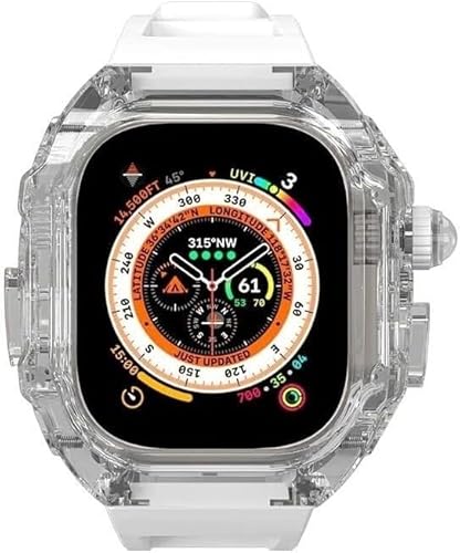 GSZCCZS Transparent Watch Case Gummiband -Mod -Mod -Kit ， für Serie 9 8 7 6 5 4 Se 45 mm 44 mm 49 mm Ersatz ， Löschen Beobach -Watch -Koffer -Gurte Clasp -Zubehör von GSZCCZS