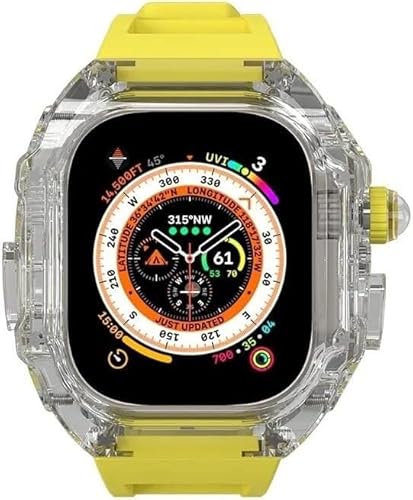 GSZCCZS Transparent Watch Case Gummiband -Mod -Mod -Kit ， für Serie 9 8 7 6 5 4 Se 45 mm 44 mm 49 mm Ersatz ， Löschen Beobach -Watch -Koffer -Gurte Clasp -Zubehör von GSZCCZS