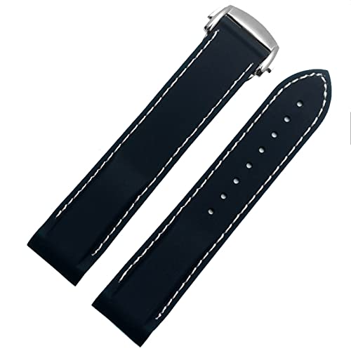 GSZCCZS Wasserdichtes Silikon-Uhrenarmband für Omega Comas Strap Meidus Rudder Rave Ratch Strap, 22 mm, Dunkelblau / Weiß / Silber, 20mm GSZCCZS Wasserdichtes Silikon-Uhrenarmband für Omega Comas Strap Meidus Rudder Rave Ratch Strap, 22 mm, Dunkelblau / Weiß / Silber, 20mm von GSZCCZS