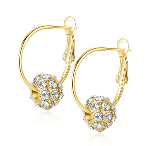 Lymphatische Entwässerungsohrringe für Frauen Lymphdrainage Reifen Ohrringe Kristallkugel Ohrringe unregelmäßiger Strasskubik von GSZCCZS