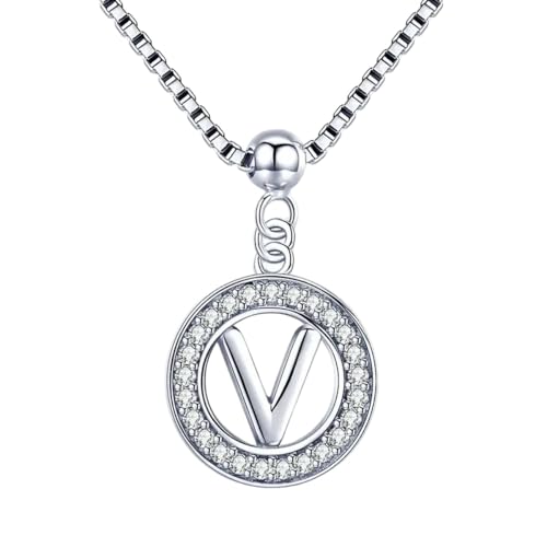 NEU 2025 925 Sterling Silber Vintage Buchstabe A bis Z Initiale MSK Alphabet Anhänger Langkette Halskette Fein Schmuck mit für Sie Modeaccessoires kreatives Geschenk von GSZCCZS