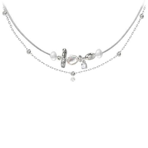 NEU 2025 Original Design Unregelmäßige Anhänger Halskette Trend High Glass Pearl Two Layer Shortkette für Frauen Schmuck Modetrendy Accessoires kreatives Geschenk von GSZCCZS