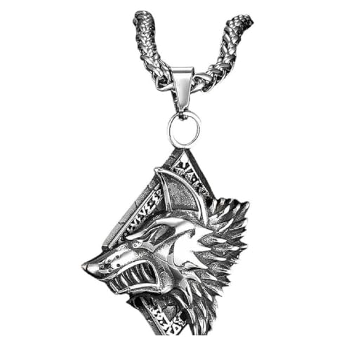 NEU 2025 Vintage Odins keltische Wolf Halsketten Männer Edelstahl nordische Mythologie Fenrir Anhänger Viking Amulet Vegvisir Punk Jewelry Männliche Modetrendy Accessoires kreatives Geschenk von GSZCCZS