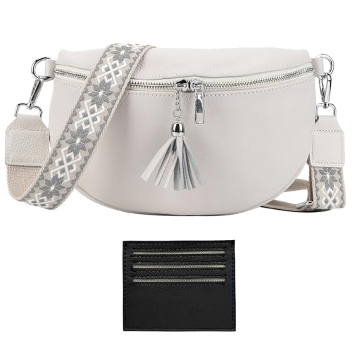 GSenhui Bauchtasche Damen Crossbody Bag Breiter Gurt Gürteltasche Damen Veganes Leder mit Reißverschluss Klein Geldbörse für Frauen Arbeiten Reisen Schwarz von GSenhui