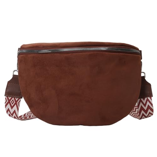 GSenhui Bauchtasche Damen Wildleder,Crossbody Bag Halbmond Tasche mit Breitem Schultergurt und Reißverschluss Umhängetasche Wildleder Klein für Frauen Winter Tasche Einkaufen von GSenhui