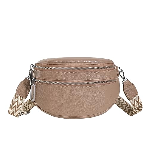 GSenhui Bauchtasche für Damen Crossbody Bag Damen Breiter Gurt Veganes Leder Gürteltasche Schultertasche Umhängetasche Damen Gross mit Abnehmbarer Schultergurt Schwarz von GSenhui