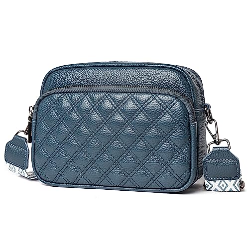 GSenhui Crossbody Tasche Damen Moderne Taschen mit Breitem Schultergurt Damen Umhängetasche Klein 3 fächern Einfarbig Gesteppte Schultertasche Leder für Frauen von GSenhui