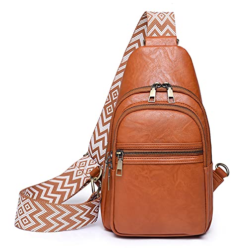 GSenhui Damen Sling Bag Umhängetasche Damen Klein Crossbody PU Leder Schultertasche Crossbag Bauchtasche Stylisch für Wandern, Radfahren, Reisen,Bergsteigen von GSenhui