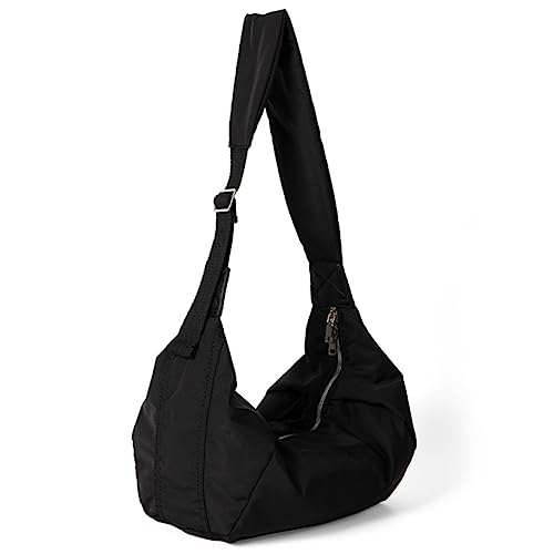 GSenhui Umhängetasche Nylon Damen Crossbody Bag Groß Kapazität Hobo Tasche Schultertasche mit Reißverschlusss und verstellbarer Schultergurt Einfarbig Halbmond Handtasche von GSenhui