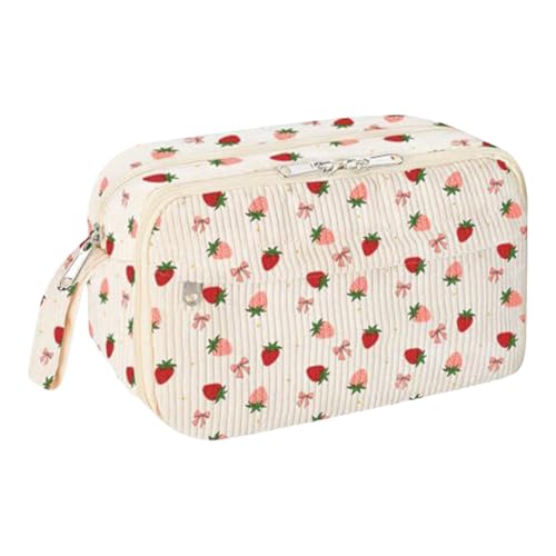 GSenhui Federmäppchen Mädchen Cord Federmappe Aesthetic Blumen mit Reißverschluss,Weiches Gesteppte Federtasche 3 Fächern Schulbedarf Tragbarfür Teenager, Tragbar Kinder Etui von GSenhui