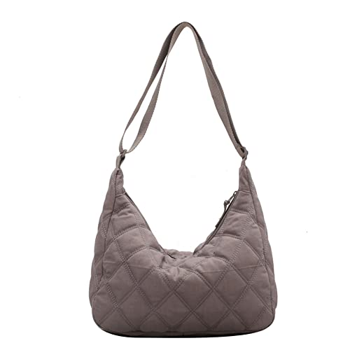 GSenhui Gesteppte Umhängetasche Damen Gross Nylon Moderne Taschen mit Breitem Schultergurt, Einfarbig Hobo Crossbody Bag Schultergurt Halbmond Casual von GSenhui