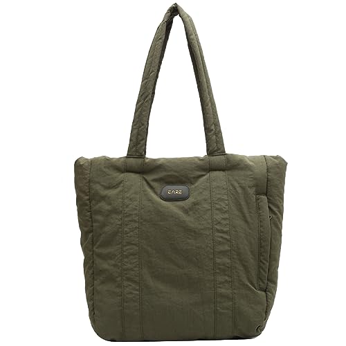 GSenhui Gesteppte Umhängetasche für Damen Leichte Puffy Tote Bag Hobo Baumwolle Tragetasche Handtasche Satchel Tasche Damen Hohe Kapazität Reisetasche Frauen Beige von GSenhui