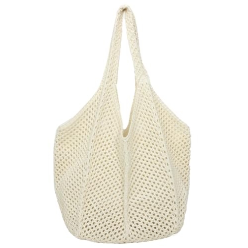 GSenhui Häkeltasche Gehäkelte Tasche Strandtasche, Gestrickte Schultertasche Sommertasche Boho Tote Bag Damen Gehäkelt Umhängetasche für Büro Strand Einkauf von GSenhui