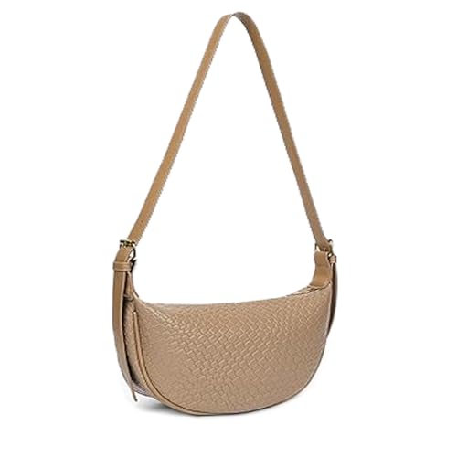 GSenhui Halbmond Crossbody Bag Gewebte Schultertasche Tote Bag Geflochtene Tasche Umhängetasche Frauen mit Reißverschluss Woven Half Moon Bag für Täglich Arbeiten Freizeit von GSenhui