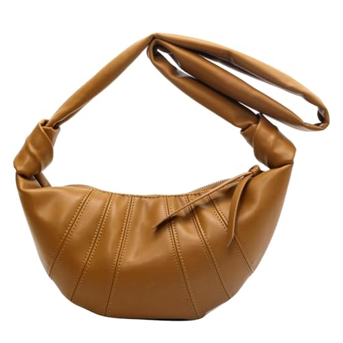 GSenhui Halbmond Geknotete Tasche Hobo-Handtasche Half Moon Bag Schultertasche PU Achseltasche mit Reißverschluss und Gesteppte Knoten Schmücken Frauen Umhängetasche von GSenhui