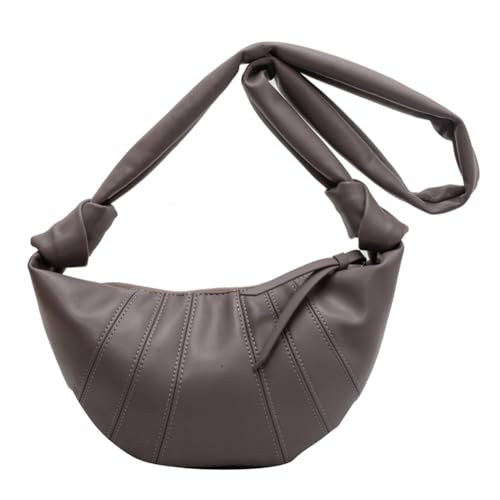 GSenhui Halbmond Geknotete Tasche Hobo-Handtasche Half Moon Bag Schultertasche PU Achseltasche mit Reißverschluss und Gesteppte Knoten Schmücken Frauen Umhängetasche von GSenhui