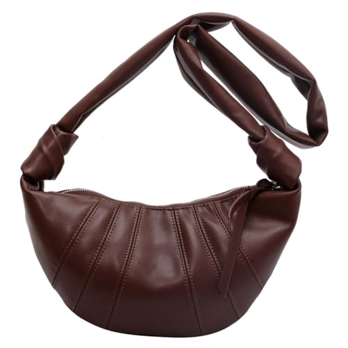 GSenhui Halbmond Geknotete Tasche Hobo-Handtasche Half Moon Bag Schultertasche PU Achseltasche mit Reißverschluss und Gesteppte Knoten Schmücken Frauen Umhängetasche von GSenhui