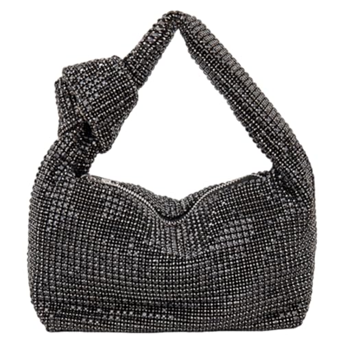 GSenhui Handtasche Damen Glitzer Tasche Abendtasche Clutch Silber Schultertasche mit Reißverschluss Strasssteine Silberne Tasche für Abschlussball Party von GSenhui