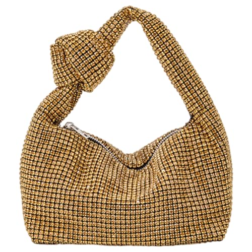 GSenhui Handtasche Damen Glitzer Tasche Abendtasche Clutch Silber Schultertasche mit Reißverschluss Strasssteine Silberne Tasche für Abschlussball Party von GSenhui