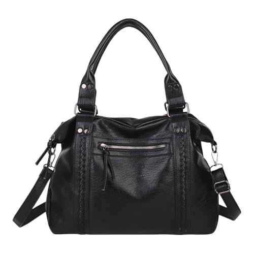 GSenhui Handtasche Damen Groß Shopper Tasche Vintage Hobo Bag Slouchy Tragetasche mit Oberer Griff, Schultertasche Mehrere Taschen Punk-Stil Braun von GSenhui