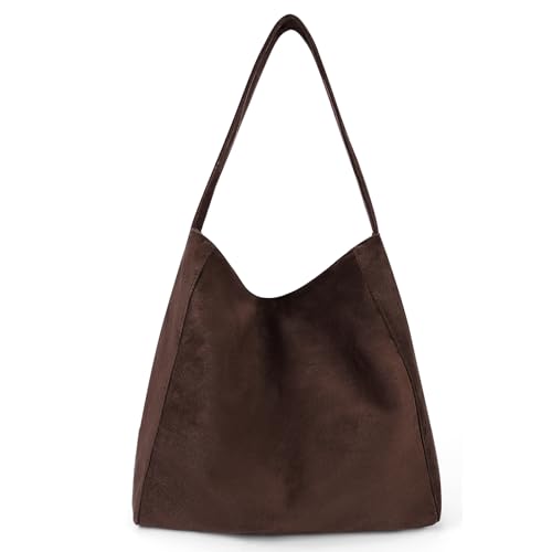 GSenhui Handtasche Damen Wildleder Hobo Bag Beuteltasche Braun Retro-Schultertasche Damen Gross Tragetasche Shopper Tasche Damen Maillard Tote Henkeltasche Lässige Mädchen von GSenhui