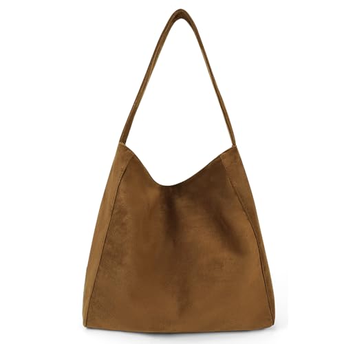 GSenhui Handtasche Damen Wildleder Hobo Bag Beuteltasche Braun Retro-Schultertasche Damen Gross Tragetasche Shopper Tasche Damen Maillard Tote Henkeltasche Lässige Mädchen von GSenhui