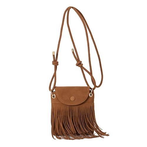 GSenhui Hippie Tasche Kleine Crossbody Bag Boho Damen Umhängetasche mit Quaste y2k Handtasche Klein 70er Vintage Bag Hippie Accessoires Kostüm Zubehör Kleidung von GSenhui