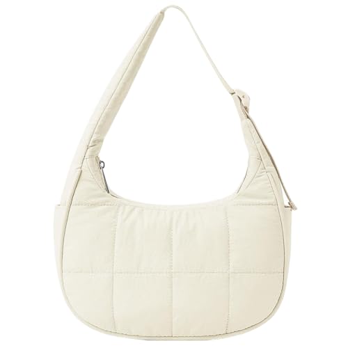GSenhui Kleine Puffer Umhängetasche Damen, Gesteppte Tasche Nylon Shoulder Bag Baumwolle Mini Tote Bag, Hobo Puffy Handtasche Stepptasche Moon Bag für Arbeit Reise von GSenhui