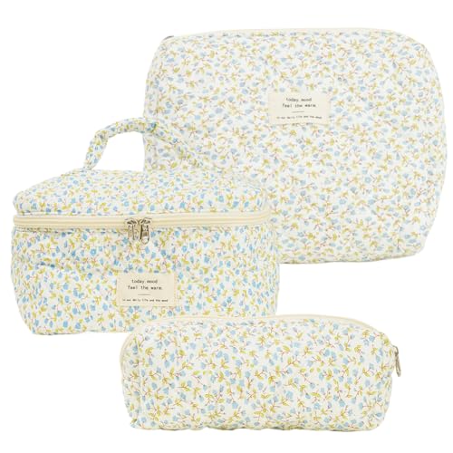 GSenhui Kosmetiktasche Set 3Stück Makeup Bag Aesthetic Coquette Bag Blumen Kulturtasche Damen 3er Set Cosmetic Bag Cute Beauty Bag Groß Reise von GSenhui