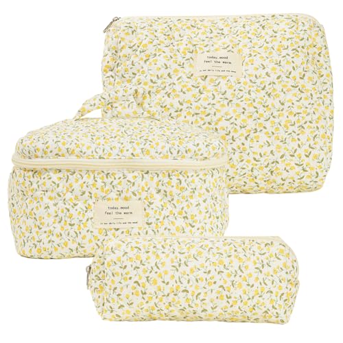 GSenhui Kosmetiktasche Set 3Stück Makeup Bag Aesthetic Coquette Bag Blumen Kulturtasche Damen 3er Set Cosmetic Bag Cute Beauty Bag Groß Reise von GSenhui