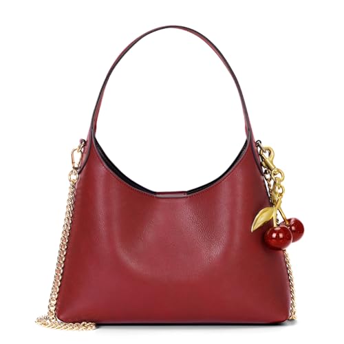 GSenhui Mini Handtasche Damen Hobo Bag Große Umhängetasche Tragetasche Tote Bag Damen Small Shoulder Bag Women Handbag mit Rot Kirschanhänger für Pendeln von GSenhui
